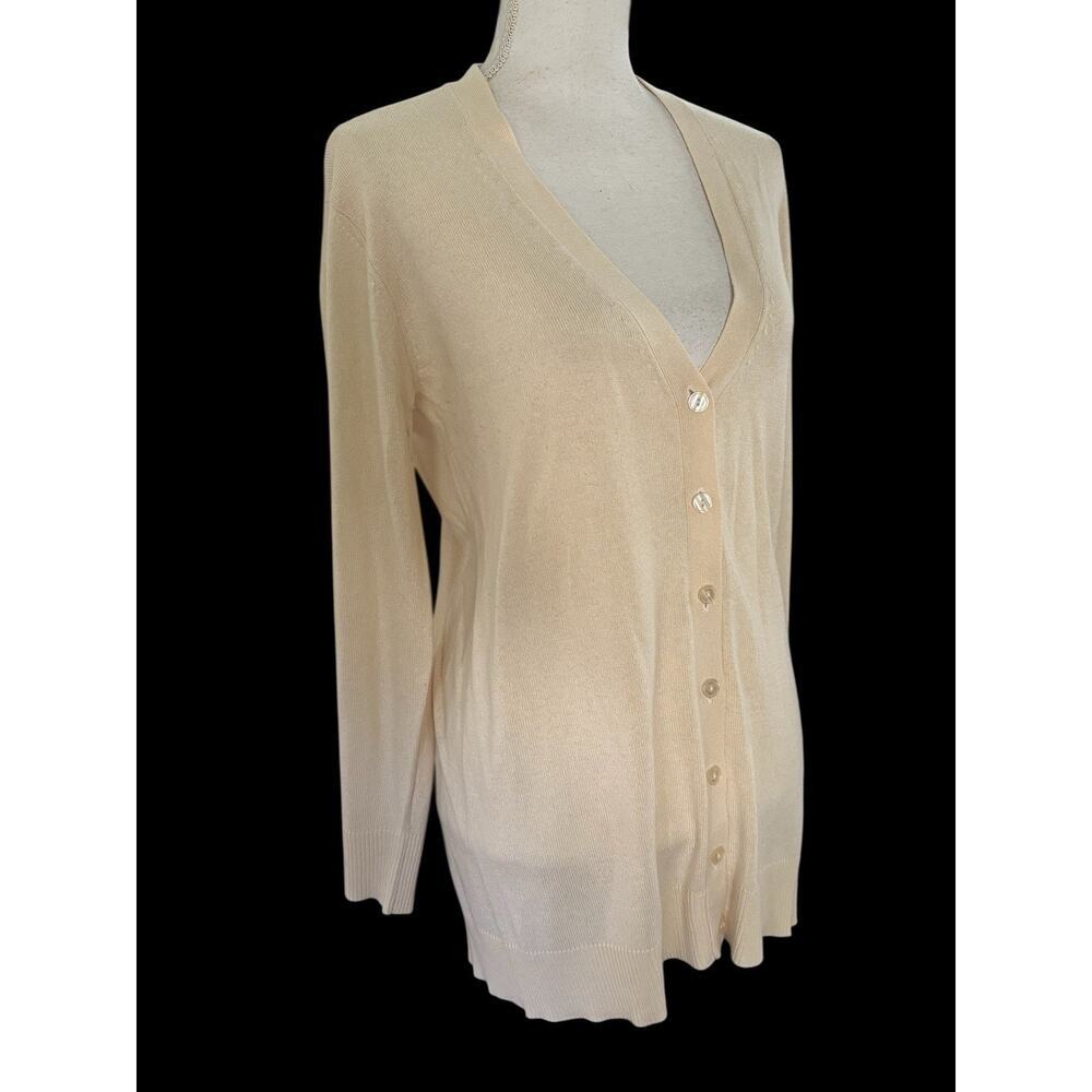 Moda International Women Silk Cashmere Cardigan Sz Small Classic Preppy Capsule - Picture 2 of 6